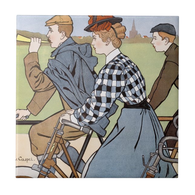 Cycling, Bicycles, Van Caspel Ceramic Tile (Front)