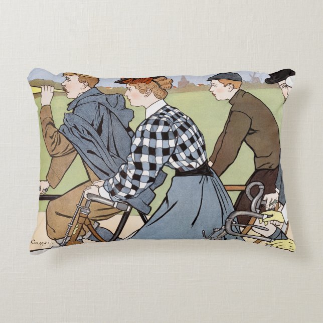 Cycling, Bicycles, Van Caspel Decorative Cushion (Front)