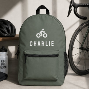 Cycling Bike Icon Motif Green Biking Printed Backpack