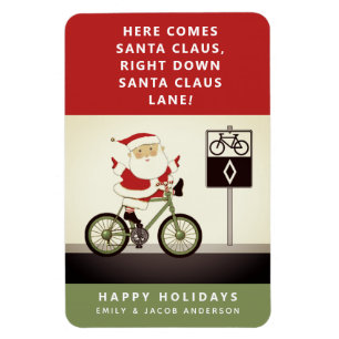 Cycling Biking Holiday Christmas Card Magnet
