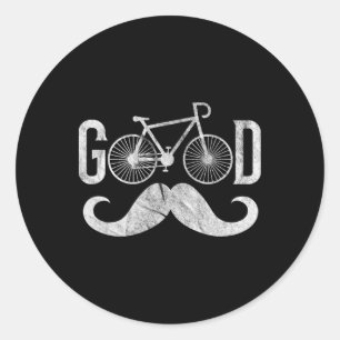 Cycling Biking Mustache Mtb Mountain Bike Riding  Classic Round Sticker