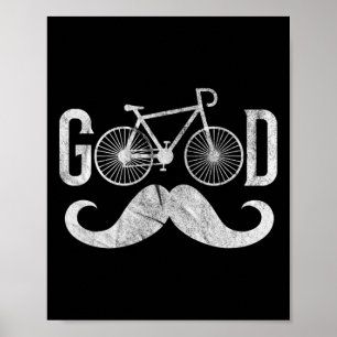 Cycling Biking Mustache Mtb Mountain Bike Riding  Poster