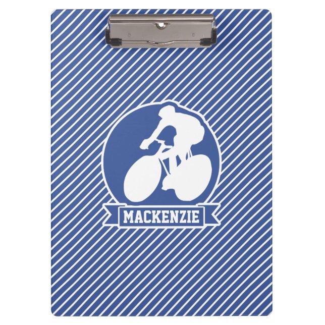 Cycling; Blue & White Stripes, Sports Clipboard (Front)