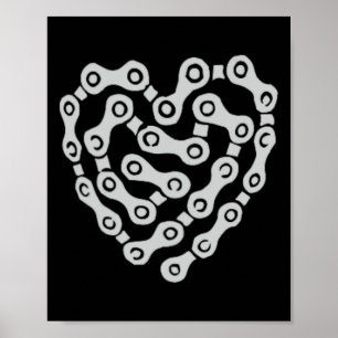 Cycling Bmx Mountain Biking - Bike Chain Heart - Poster