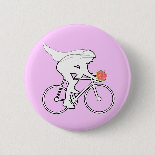 Cycling Bride 6 Cm Round Badge (Front)