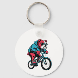 Cycling Bulldog Key Ring