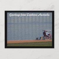 cycling by the lake postcard