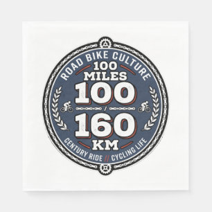 Cycling Century Ride 100 Miles 160 KM Napkin