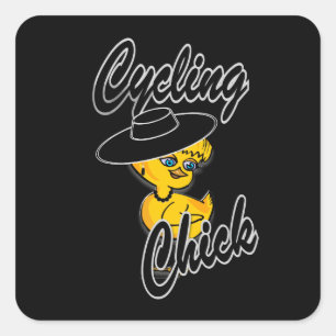 Cycling Chick #4 Square Sticker