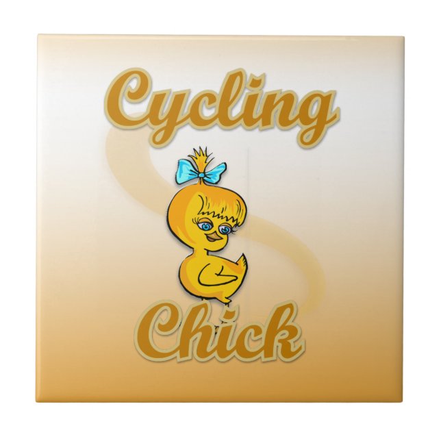 Cycling  Chick Ceramic Tile (Front)