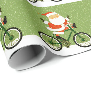 Cycling Christmas Biking Holiday Gift Wrapping Paper
