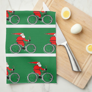 Cycling Christmas Kitchen Towel