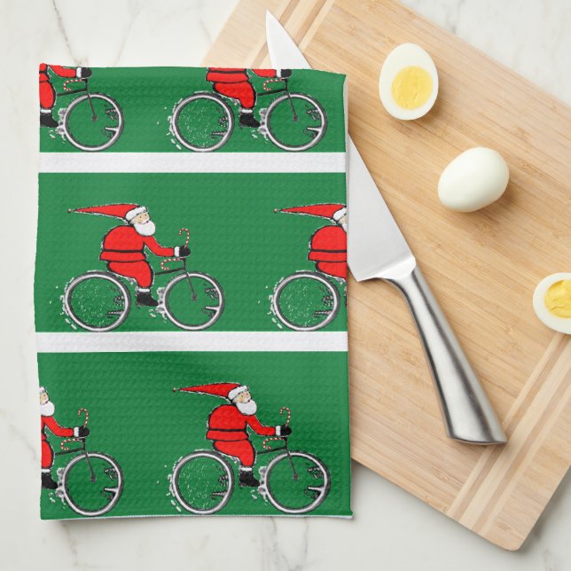 Cycling Christmas Kitchen Towel (Quarter Fold)