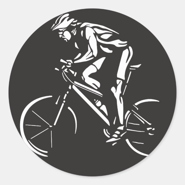 cycling clycer inverse silhouette classic round sticker (Front)
