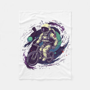 Cycling Cyclist Astronaut On Bicycle In Space Gala Fleece Blanket
