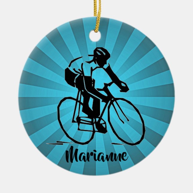 Cycling Cyclist Ceramic Ornament (Front)