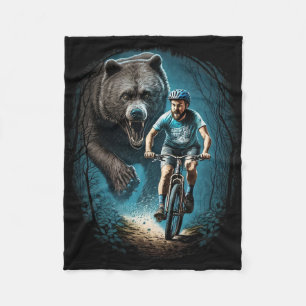 Cycling Cyclist Grizzly Bear Mtb Mountain Biking Fleece Blanket