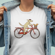 Cycling Dog and Squirrel Fun Animal Art Whimsical