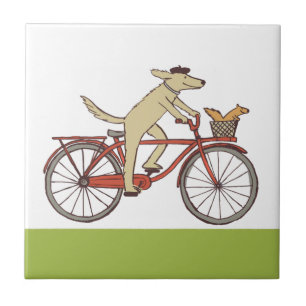 Cycling Dog and Squirrel Tile
