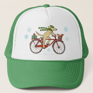 Cycling Dog and Squirrel Winter Holiday Trucker Hat