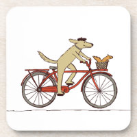 Cycling Dog with Squirrel Friend - Fun Animal Art