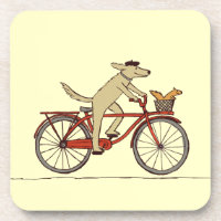 Cycling Dog with Squirrel Friend - Fun Animal Art