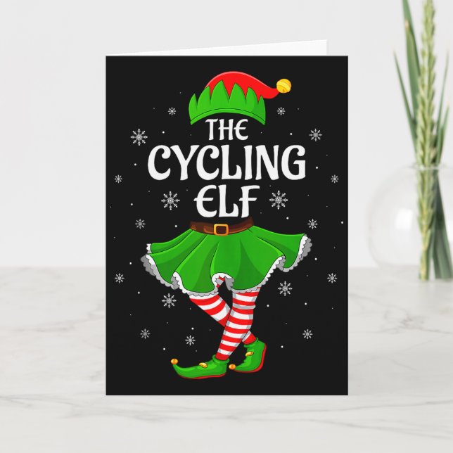 Cycling Elf Christmas Family Girls Women Elf Squad Card (Front)