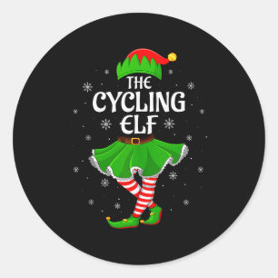Cycling Elf Christmas Family Girls Women Elf Squad Classic Round Sticker