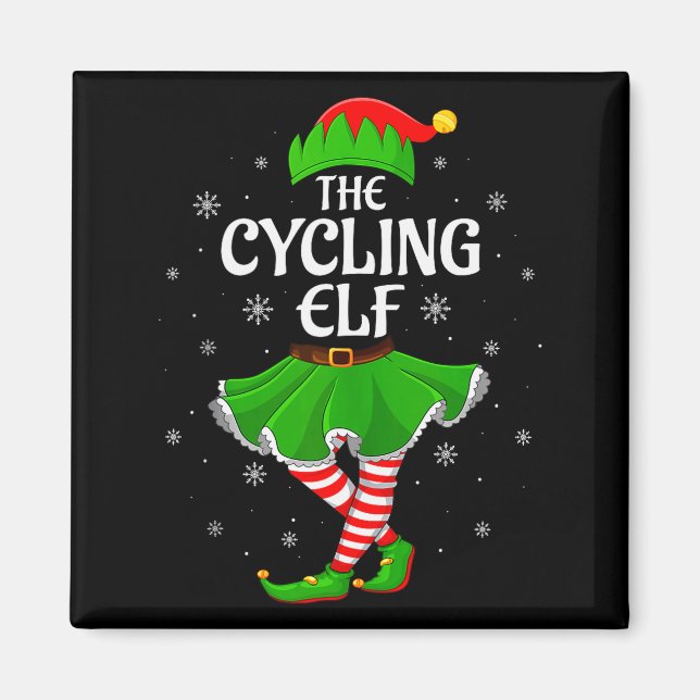 Cycling Elf Christmas Family Girls Women Elf Squad Magnet (Front)