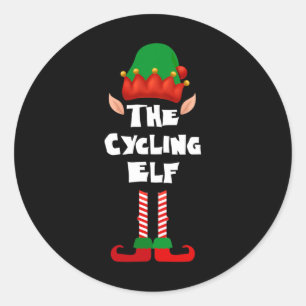 Cycling Elf Matching Family Group Christmas Party Classic Round Sticker