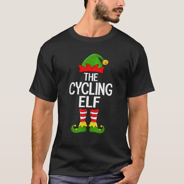 Cycling Elf Xmas Matching Family Elf Squad Christm T-Shirt (Front)