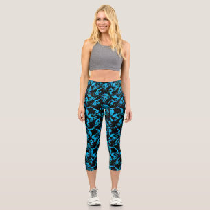 Cycling Freestyles Pattern.b x4 Black BG Capri Leggings