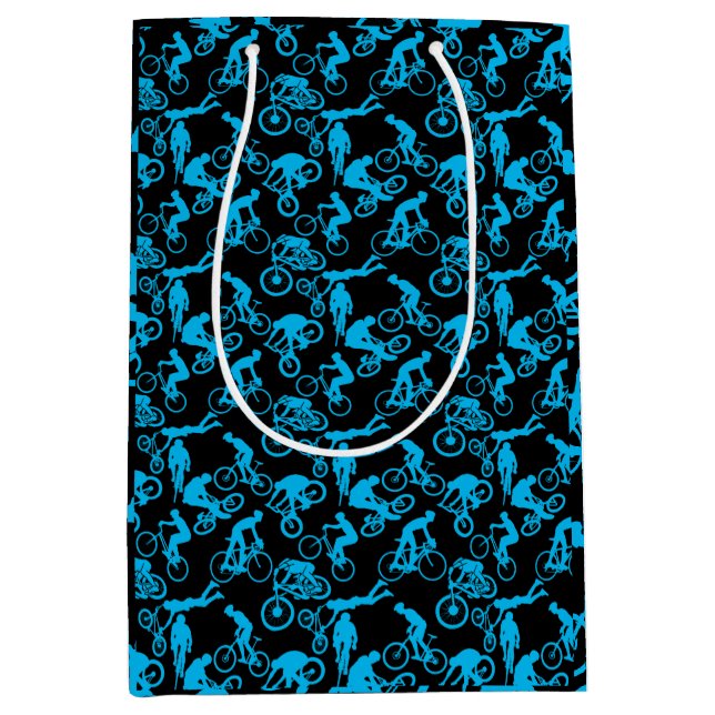 Cycling Freestyles Pattern.b x4 Black BG Medium Gift Bag (Front)