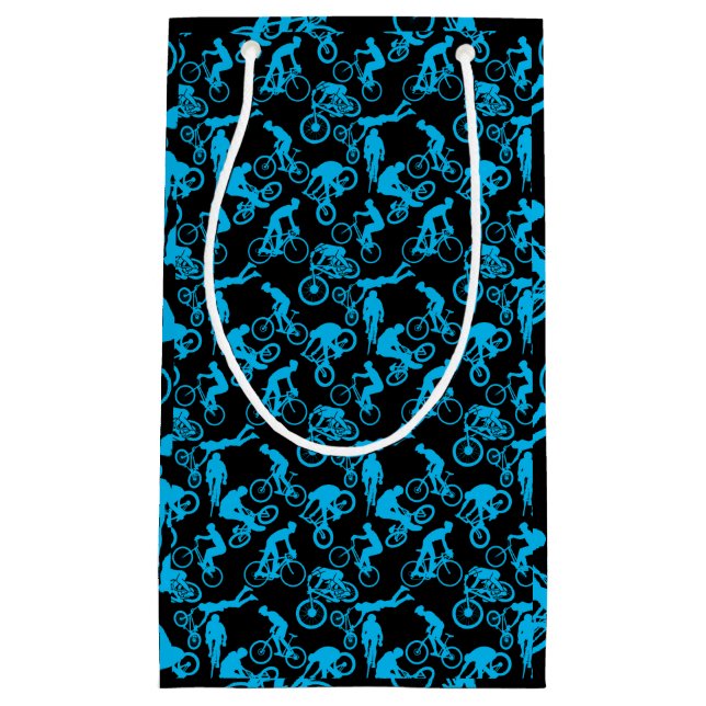 Cycling Freestyles Pattern.b x4 Black BG Small Gift Bag (Front)