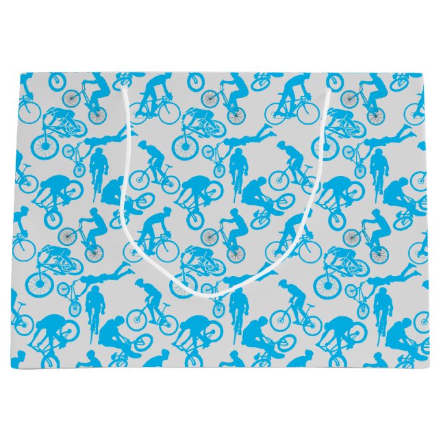Cycling Freestyles Pattern.b x4 Offwhite BG Large Gift Bag (Front)