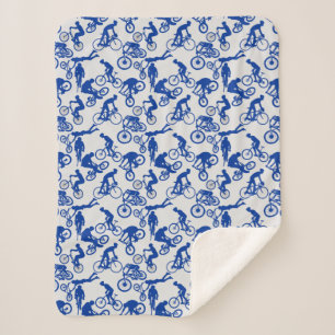 Cycling Freestyles Pattern.w x4 OffWhite BG Sherpa Blanket