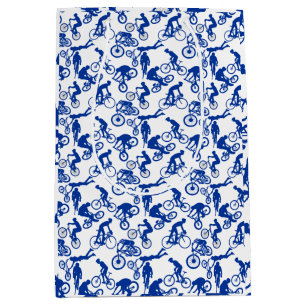 Cycling Freestyles Pattern.w x4 White BG Medium Gift Bag