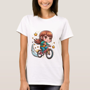 cycling girl with twinkle stars T-Shirt