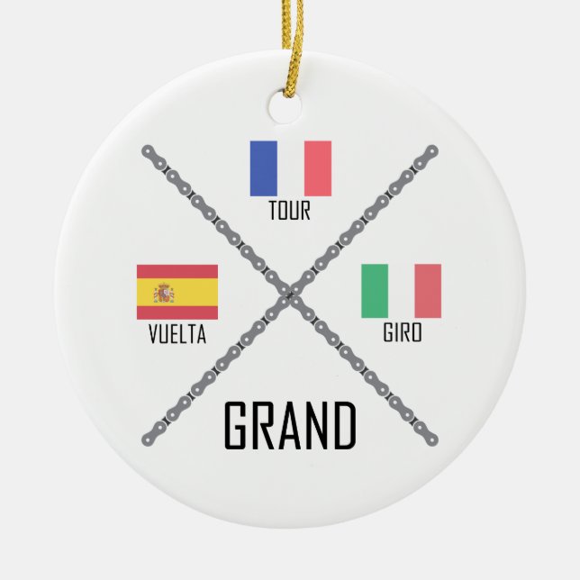Cycling Grand Tours Ceramic Tree Decoration (Front)
