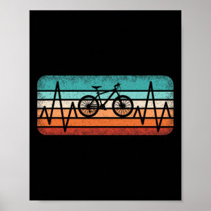 Cycling Heartbeat Bicycle Cyclist Mountain Bike Re Poster