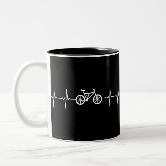 Cycling Heartbeat / Bicycle/ Rider/ Biking Two-Tone Coffee Mug (Left)