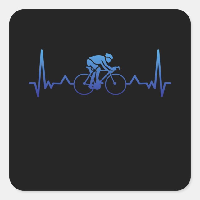 Cycling Heartbeat Cyclist Cycle Gift Square Sticker (Front)