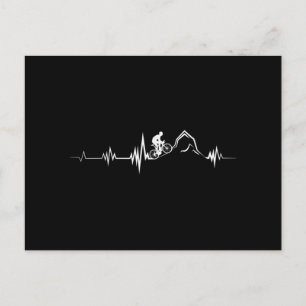 Cycling Heartbeat Racing Bicycle Mountain Bike Holiday Postcard