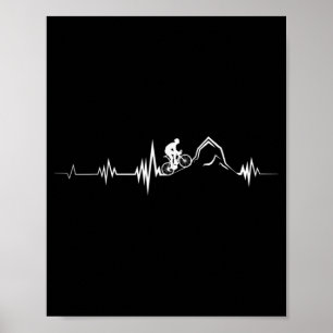 Cycling Heartbeat Racing Bicycle Mountain Bike Poster