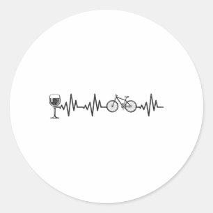 Cycling Heartbeat Wine Mountain Biking Bicycle Cyc Classic Round Sticker
