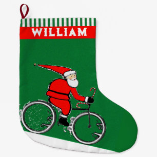 Cycling Holiday Large Christmas Stocking