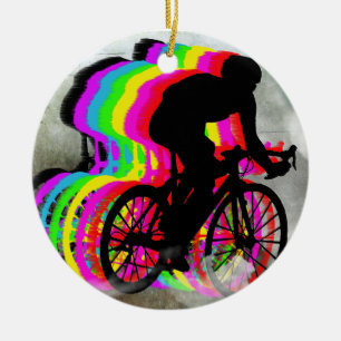 Cycling in the Clouds Ceramic Tree Decoration