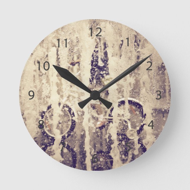 Cycling in the Rain Round Clock (Front)