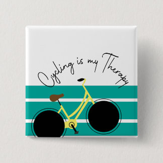 Cycling is my therapy  15 cm square badge