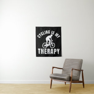 cycling is my therapy funny biking gift tapestry